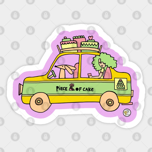 Cute car with cakes on top Sticker by Mellowdays